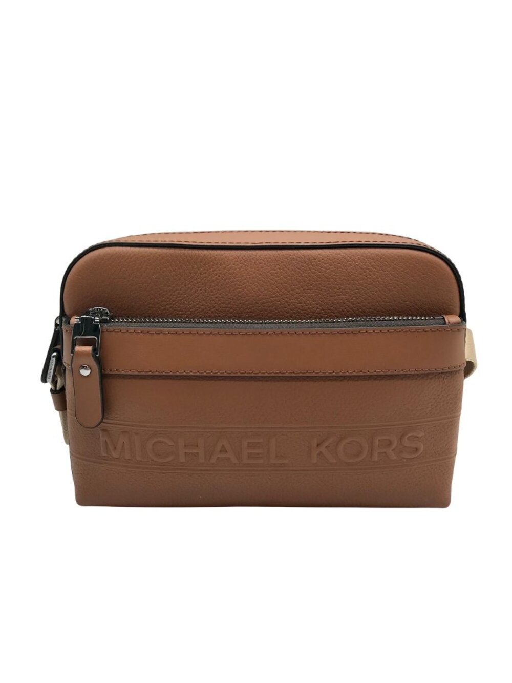 Michael Kors Luggage Brown Pebbled Leather Hudson Utility Crossbody Bag